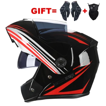 2 hediyeler Flip Up elektrikli moto rcycle kask Modüler Çift Lens için adam tam yüz moto çapraz kasko cascos para Moto yetişkinler için