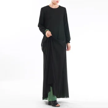 2019 Yeni Yüksek Kaliteli Çift Taraflı islami elbise Müslüman Bahar Yaz Yetişkin Düz Renk Polyester Abaya Elbise Yenilik Giyim