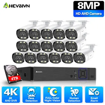 8MP 16CH AHD DVR IP66 Ourdoor Tam Renkli Gece Hareket Algılama Güvenlik Sistemi Seti 4 K CCTV Video Gözetim Kamera Sistemi Kiti Görüntü 4