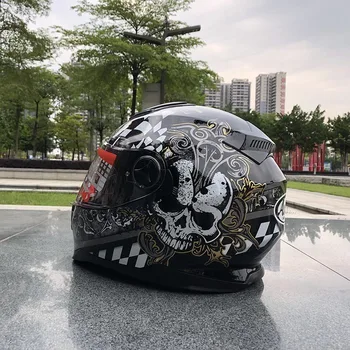 Motosiklet Kask İle Iç Güneşlik Flip Up Motosiklet Kask Erkek Modüler Kasko Kadın Capacete Kafatası Çift Lens
