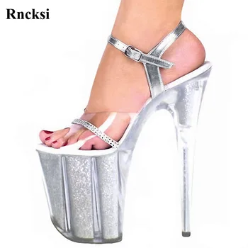 Rncksı Seksi Kadın 20 cm kristal platformu seksi ultra yüksek topuklu klasik sınırlanmıştır glitter sandalet 8 inç clubbing yüksek topuklu Ayakkabı