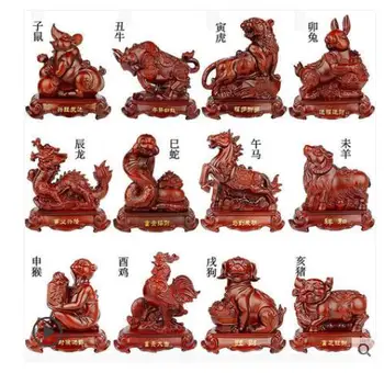 Görünüm modelleme hayvan sandal ağacı renk servet çekmek için masaüstü aralık sıçan Sığır kaplan yılan At domuz köpek dekoratif el sanatları