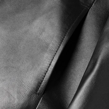 Erkek Hakiki Deri Ceket Kapüşonlu Siyah Kore Streetwear Yeni Blouson Homme Sonbahar Gerçek Koyun Derisi Deri Ceket Görüntü 0