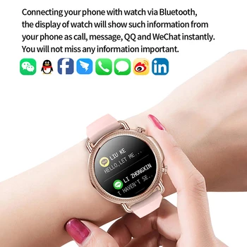 2021 Moda akıllı saat Kadın Fizyolojik Kalp Hızı Kan Basıncı Izleme Android IOS Için Su Geçirmez Bayanlar Smartwatch