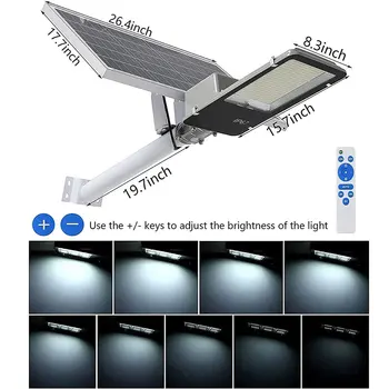 400 W güneş sokak lambası açık lamba 20000lm LED güneş güvenlik projektör IP67 uzaktan kumanda pili ile alacakaranlıktan şafağa Görüntü 1