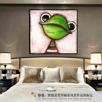 Ücretsiz kargo hayvanlar yüksek kalite modern soyut ılginç kurbağa yağı tuvaller tüm dekore bir çerçevesiz otel lobisinde Görüntü 5