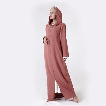 Kapşonlu Elmas Kaftan Marocaind Ramazan Müslüman Elbise Jellaba Femme Başörtüsü Abaya Dubai Arap Kadın Kaftan Türkiye İslam Giyim Görüntü 1