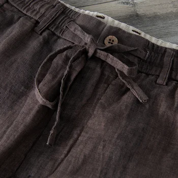 Sonbahar Yeni Şerit Ayak Bileği-Uzunluk Pantolon Erkekler ıçin Moda Rahat Iş Pantolon Erkek Keten Elastik Bel Çizgili Düz Pantolon