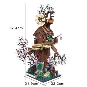 1434 + Adet Orman Sakura Elfler Üç Katlı Ağaç Ev Tuğla Modeli DIY Yapı Taşı Setleri Blok Montaj Oyuncaklar Çocuklar Için Hediyeler
