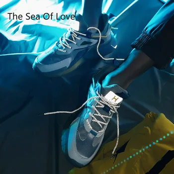 Bahar Erkekler Koşu Sneakers Konfor Jöle Patlamış Mısır Alt Spor ayakkabı Erkekler Aydınlık Atletik Eğitmenler Moda Zapatillas Hombre Görüntü 4