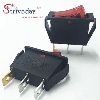 100 adet / grup Rocker anahtarı KCD3-101N kırmızı 3 pin 2 dişli KCD3 rocker düğmesi switchler 10A Güç anahtarı Görüntü 3