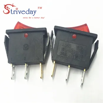100 adet / grup Rocker anahtarı KCD3-101N kırmızı 3 pin 2 dişli KCD3 rocker düğmesi switchler 10A Güç anahtarı Görüntü 5