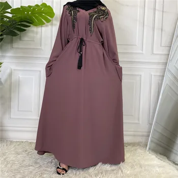 Islam Müslüman Kadınlar uzun Elbise Türk Orta Doğu Dubai Kaftan Arapça Abaya Nakış Sequins Maxi Robe Elbise Ramazan Jilbab Görüntü 0
