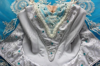 Mavi ve Beyaz Profesyonel Fındıkkıran Sahne Tutu Snow Queen Klasik Bale Kostümleri BT453