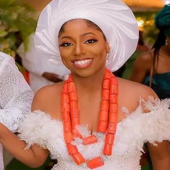 Moda Afrika Nijeryalı Düğün Kolye Küpe Bilezik Büyük Boy Turuncu Mercan Boncuk Takı Seti Kadınlar Için Ücretsiz Kargo