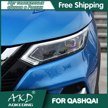Araba Nissan Qashqai için Farlar 2018-2020 DRL gündüz çalışan far LED Bi xenon ampul Sis araba ışıkları Aksesuar Dualis Kafa Lambası