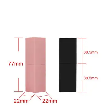 500 adet 12.1 mm Mat Siyah Pembe Kare DIY Boş Ruj Tüpleri Doldurulabilir Dudak Balsamı Parlak Tutucu Konteyner Tüp Dudak Kapağı SN