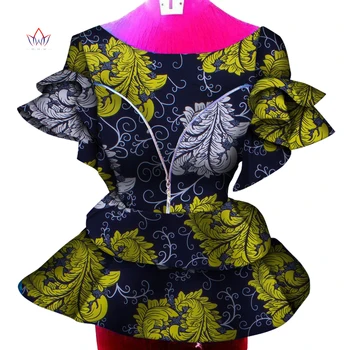 Afrika kıyafeti Dashiki Afrika Gömlek Kadınlar için Bazin Riche Ankara Baskı Kısa Kollu Zip Gömlek Üst Kadın Nedensel Parti WY6733 Görüntü 3