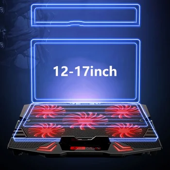 12-17 inç LED oyun dizüstü soğutucusu Dizüstü soğutma pedi 5 Sessiz Kırmızı Mavi Fanlar Taşınabilir Ayarlanabilir laptop standı
