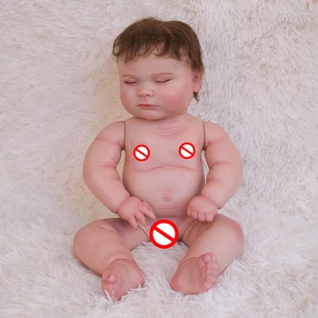 NPK 50 CM Tam Vücut Silikon Yeniden Doğmuş Erkek Bebek Uyku Joseph Bebek Köklü Saç El Boyalı Bebek Genesis Boya Çoklu