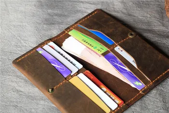 Erkekler retro hakiki deri uzun cüzdan basit klasik kadın cüzdan ılk katman ınek derisi Unisex telefonu çantası ış kart tutucu