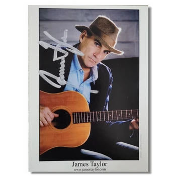 James Vernon Taylor Amerikalı şarkıcı, söz yazarı ve gitarist. Altı kez Grammy Ödülü kazanan, İmzalı fotoğraf 7 inç.