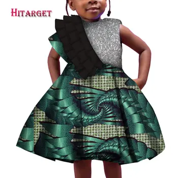 2021 Afrika güzel Çocuk Giyim Kız ' Dashiki Geleneksel Pamuk Baskı Elbise Afrika Baskı Moda Çocuk Elbiseler WYT571