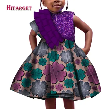 2021 Afrika güzel Çocuk Giyim Kız ' Dashiki Geleneksel Pamuk Baskı Elbise Afrika Baskı Moda Çocuk Elbiseler WYT571 Görüntü 2