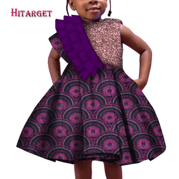 2021 Afrika güzel Çocuk Giyim Kız ' Dashiki Geleneksel Pamuk Baskı Elbise Afrika Baskı Moda Çocuk Elbiseler WYT571 Görüntü 3