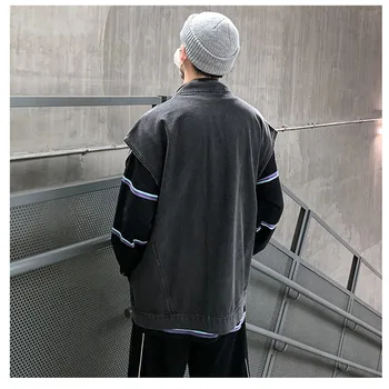 2021 Yeni Kore Ve Japon Gevşek Kot Yelek Erkek Ins Eğilim Yakışıklı Ceket Takım Kolsuz Kolsuz Ceket