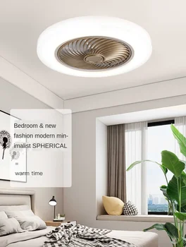 Avrupa tarzı modern LED fan görünmez yaprak ultra ince tavan lambası karartma uzaktan kumanda yatak odası tavan lambası