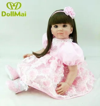 Güzel Silikon Reborn bebek Bebekler Oyuncak 60 cm Prenses Toddler Kız Bebek Bebek Kız Brinquedos Moda Doğum Günü Hediyesi Oyun Evi Oyuncak