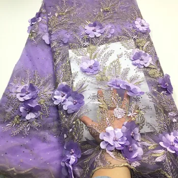 Yeşil BeadsAfrican Dantel Kumaş 2021 Yüksek Kalite Dantel ile 3D Çiçekler, kordon Örgü Nijeryalı Dantel Kumaşlar için düğün elbisesi M19301