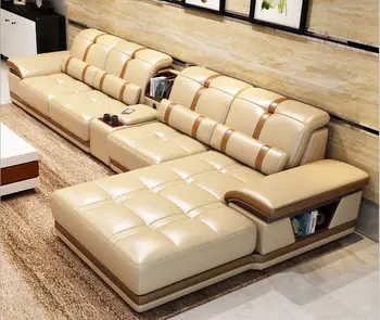 Oturma Odası kanepe seti mobilya gerçek hakiki ınek deri kanepeler bluetooth puf asiento muebles de sala canape L şekli kanepe cama