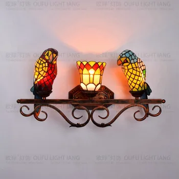 Tiffany moda avrupa tarzı papağan duvar lambası barok Bohemia Mermaid ayna ışık moda rustik yatak-aydınlatma lambaları