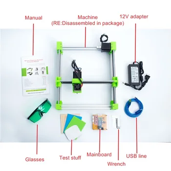 Demonte Mavi Menekşe 2017 mini Lazer Oyma Makinesi 3D baskı versiyonu yeşil renk lazer yüksekliği ayarlanabilir Oyma