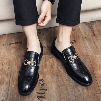 Erkekler rahat ayakkabılar yaz erkek ayakkabısı Siyah Deri Rahat erkek ayakkabısı Erkek Elbise Hakiki Patent Rahat Nefes Resmi Görüntü 0