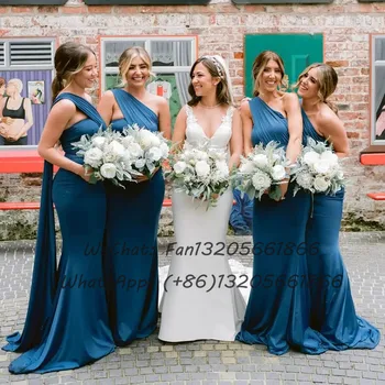 Şık Mürekkep Mavi Gelinlik Modelleri Straplez Backless Uzun Mermaid Flama Düğün Parti Elbise Kadınlar Için 2022 Balo Abiye Görüntü 0